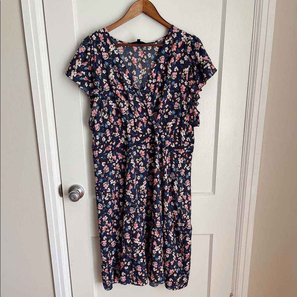 RACHEL Rachel Roy Blue Floral Knee Length Dress